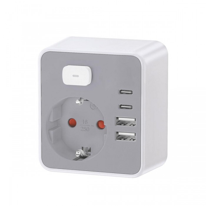 Technik Professional Πρίζα Επέκτασης με Διακόπτη 1 Θέσης 2xUSB-C & 2xUSB-A Technik Professional Πρίζα Επέκτασης με Διακόπτη 1 Θέσης 2xUSB-C & 2xUSB-A
