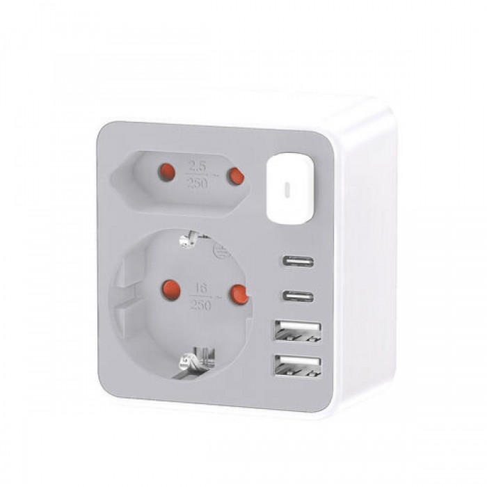 Technik Professional Πρίζα Επέκτασης 2 Θέσεων  2xUSB-C & 2xUSB-A  με Διακόπτη