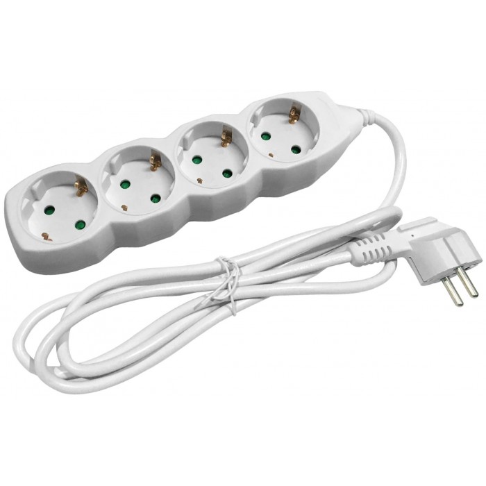 Πολύπριζο 4 θέσεων 3x1.5mm 1.5m λευκό ENTAC