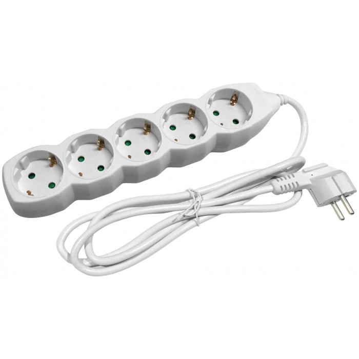 Πολύπριζο 5 θέσεων 3x1.5mm 1.5m λευκό ENTAC