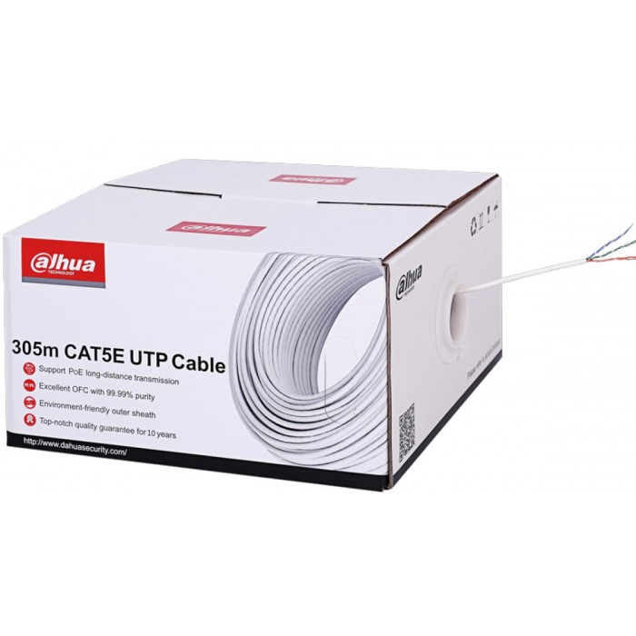 DAHUA - PFM920I-5EUN Καλώδιο UTP Cat 5E, 305 μέτρων, λευκού χρώματος. Χαλκός καθαρότητας 99.99% DAHUA - PFM920I-5EUN Καλώδιο UTP Cat 5E, 305 μέτρων, λευκού χρώματος. Χαλκός καθαρότητας 99.99%