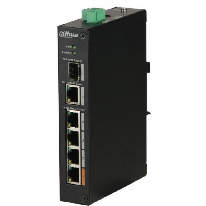 DAHUA - PFS3106-4ET-60-V2 Switch με 4 θύρες PoE, 1 θύρα uplink 1000Mbps και 1 θύρα SFP. Τροφοδοσία 60W. (Unmanaged, Hardened) DAHUA - PFS3106-4ET-60-V2 Switch με 4 θύρες PoE, 1 θύρα uplink 1000Mbps και 1 θύρα SFP. Τροφοδοσία 60W. (Unmanaged, Hardened)
