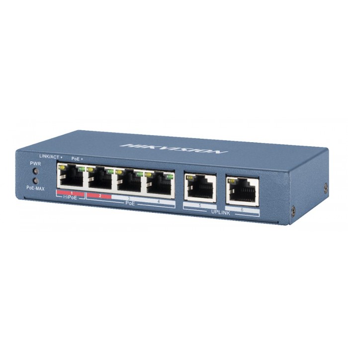 HIKVISION - DS-3E0106HP-E Hi-PoE Switch με 1 θύρα Hi-PoE, 3 θύρες PoE και 2 θύρες Uplink. HIKVISION - DS-3E0106HP-E Hi-PoE Switch με 1 θύρα Hi-PoE, 3 θύρες PoE και 2 θύρες Uplink.