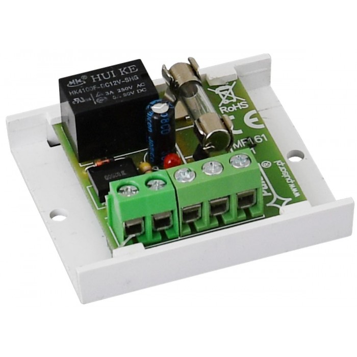 PULSAR - AWZ510 Πλακέτα ρελέ με τάσης διέγερσης 10÷16VDC, σε πλαστική βάση με ταινία διπλής όψεως, ενδεικτικό LED λειτουργίας και ασφάλεια.