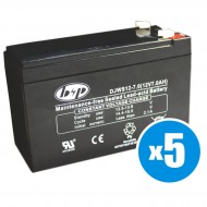 B&P - 5άδα Μπαταρίες 12V 7Ah Πακέτο 5 τεμαχιών. Επαναφορτιζόμενη μπαταρία μολύβδου 12V / 7Ah.