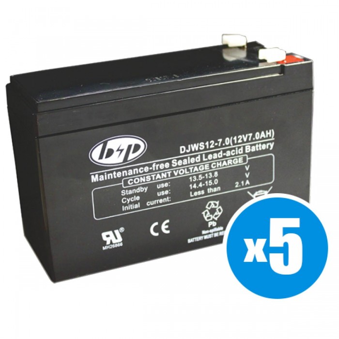 B&P - 5άδα Μπαταρίες 12V 7Ah Πακέτο 5 τεμαχιών. Επαναφορτιζόμενη μπαταρία μολύβδου 12V / 7Ah.