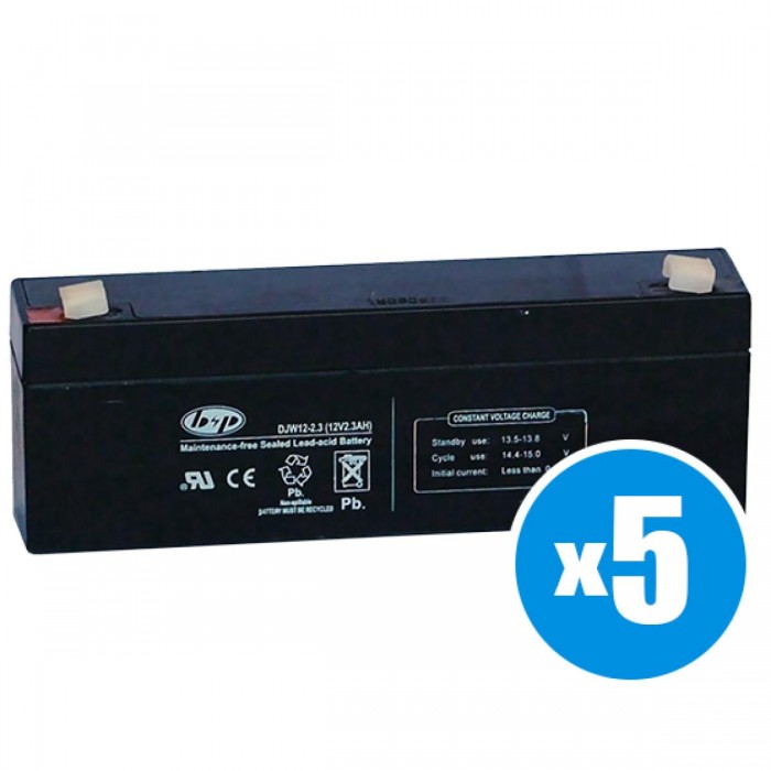 B&P - 5άδα Μπαταρίες 12V 2.3Ah Πακέτο 5 τεμαχίων. Επαναφορτιζόμενη μπαταρία μολύβδου 12V / 2,3Ah.