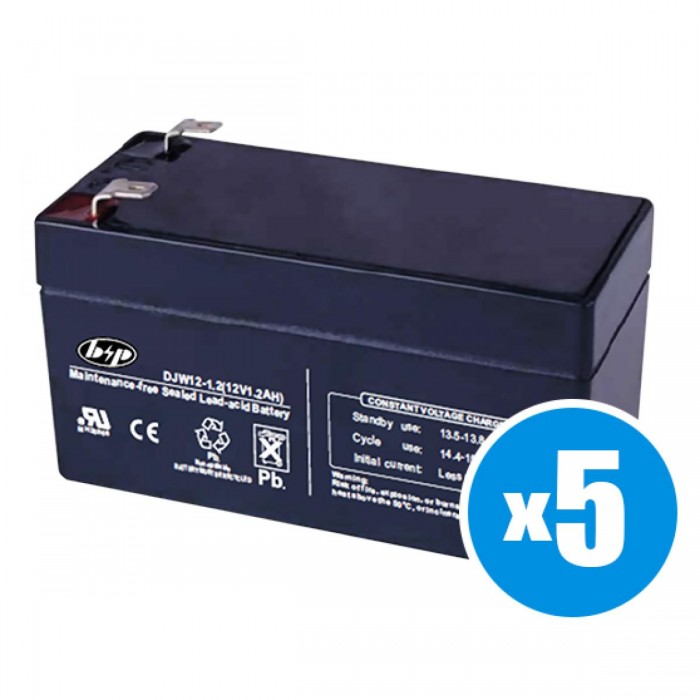 B&P - 5άδα Μπαταρίες 12V 1.3Ah Πακέτο 5 τεμαχίων. Επαναφορτιζόμενη μπαταρία μολύβδου 12V / 1,3Ah.
