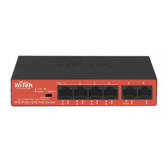 WI-TEK - WI-PS205H V2 Switch με 4 θύρες PoE (250 μέτρα) και 2 θύρες uplink. Λειτουργία VLAN. Τροφοδοσία 40W. WI-TEK - WI-PS205H V2 Switch με 4 θύρες PoE (250 μέτρα) και 2 θύρες uplink. Λειτουργία VLAN. Τροφοδοσία 40W.