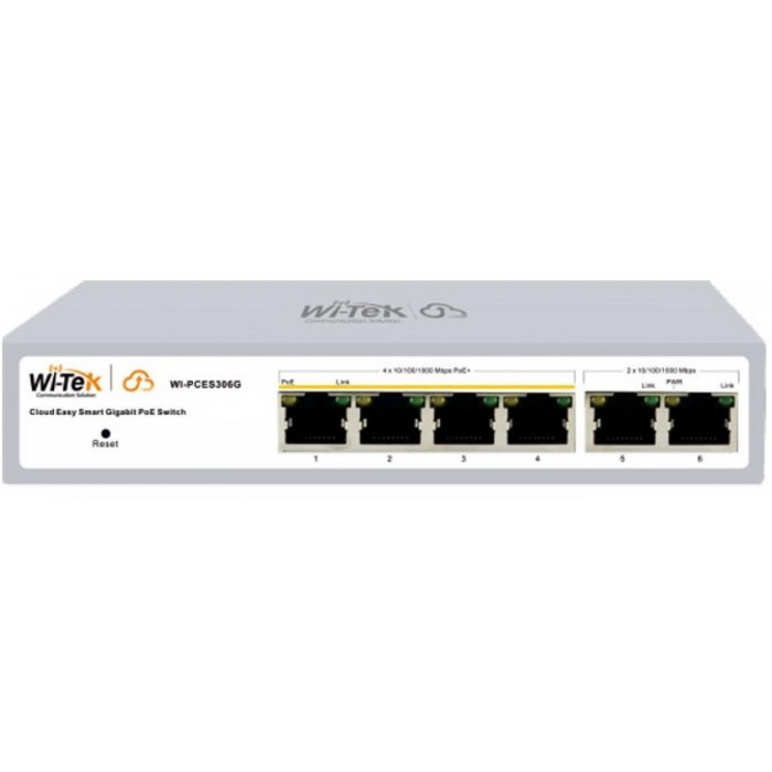 WI-TEK - WI-PCES306G(V2) Cloud Managed switch με 4 θύρες PoE Gigabit με 2 θύρες Uplink Gigabit. Aπομακρυσμένη διαχείριση μέσω κινητού. Tροφοδοσία 60W. WI-TEK - WI-PCES306G(V2) Cloud Managed switch με 4 θύρες PoE Gigabit με 2 θύρες Uplink Gigabit. Aπομακρυσμένη διαχείριση μέσω κινητού. Tροφοδοσία 60W.