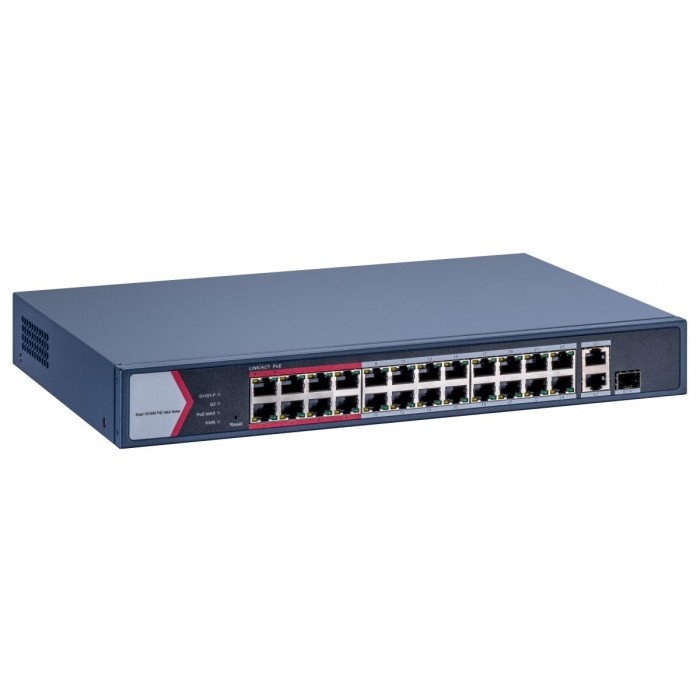 HIKVISION - DS-3E1326P-EI/M PoE Switch Smart Managed με 24 θύρες PoE, 1 θύρα gigabit combo, 1 θύρα RJ-45 και λειτουργία Watchdog.