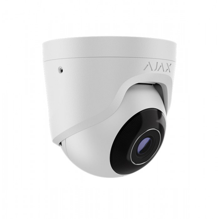AJAX - TURRETCAM (5 MP/2.8mm) WHITE Ενσύρματη IP Turret κάμερα ανάλυσης 5MP (2800 x 1620px), με γωνία θέασης 100° - 110° και ενσωματωμένο μικρόφωνο, σε λευκό χρώμα.