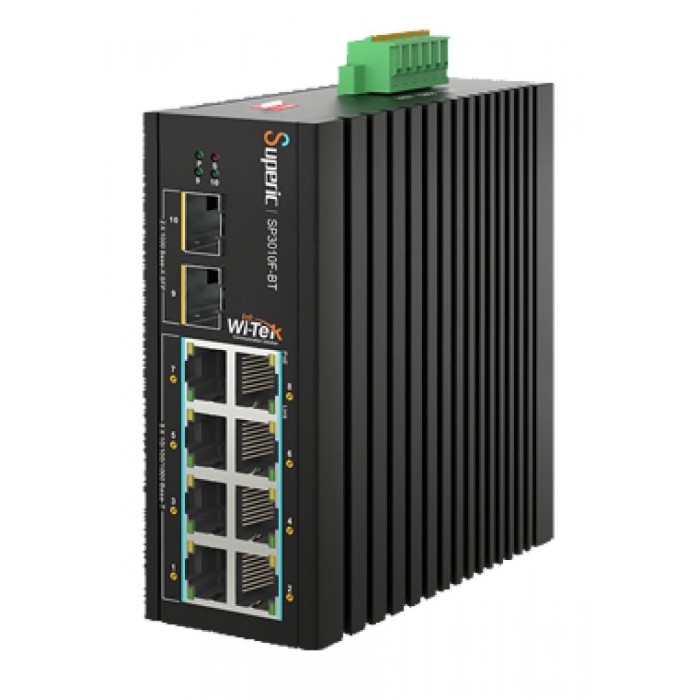 WI-TEK - SP3010F Industrial PoE switch 8 θυρών στα 1000Mbps για αντοχή σε ακραίες συνθήκες. Τροφοδοσία 240W.