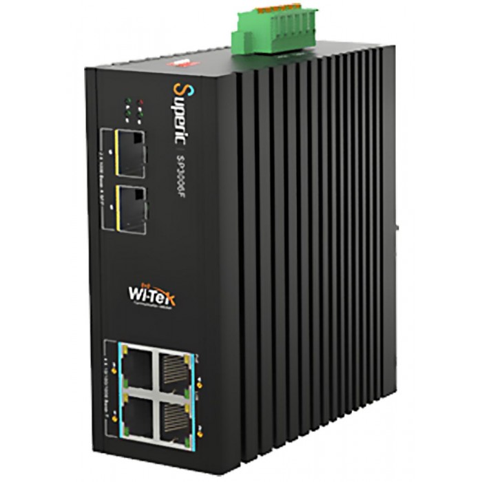 WI-TEK - SP3006F Industrial PoE switch 4 θυρών στα 1000Mbps για αντοχή σε ακραίες συνθήκες. Tροφοδοσία 120W.