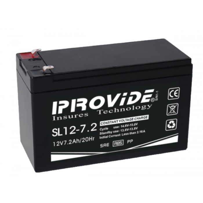 PROVIDE - BATTERY 12V 7.2AH Επαναφορτιζόμενη μπαταρία μολύβδου 12V / 7.2Ah. PROVIDE - BATTERY 12V 7.2AH Επαναφορτιζόμενη μπαταρία μολύβδου 12V / 7.2Ah.