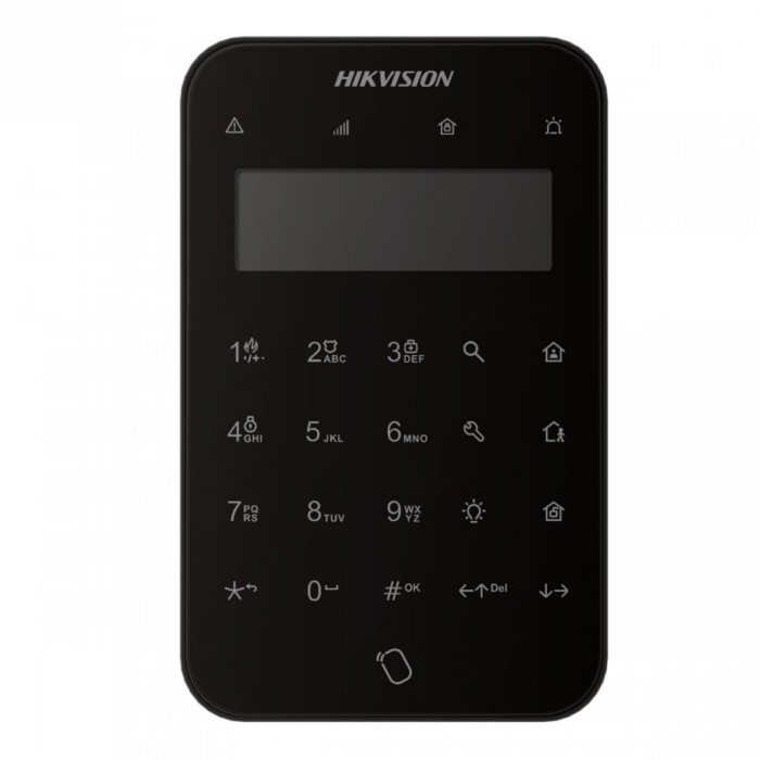 HIKVISION - DS-PK1-LT-WE Black Ασύρματο πληκτρολόγιο αφής με οθόνη LCD μαύρου χρώματος.