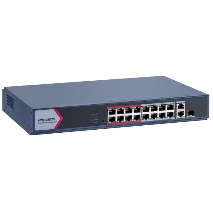 HIKVISION - DS-3E1318P-EI/M PoE Switch Smart Managed με 16 θύρες PoE,1 θύρα RJ45 και 1 θύρα gigabit combo.