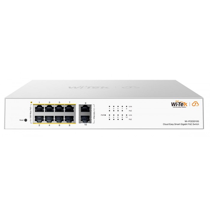 WI-TEK - WI-PCES310G Cloud Managed switch με 8 θύρες PoE Gigabit με 2 θύρες Uplink Gigabit. Aπομακρυσμένη διαχείριση μέσω κινητού. Tροφοδοσία 110W. WI-TEK - WI-PCES310G Cloud Managed switch με 8 θύρες PoE Gigabit με 2 θύρες Uplink Gigabit. Aπομακρυσμένη διαχείριση μέσω κινητού. Tροφοδοσία 110W.