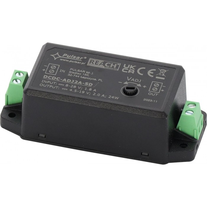 PULSAR - DCDC-ADJ2A-SD Μετατροπέας μείωσης τάσης με ρυθμιζόμενη τάση εξόδου DC/DC 2A/12VDC.
