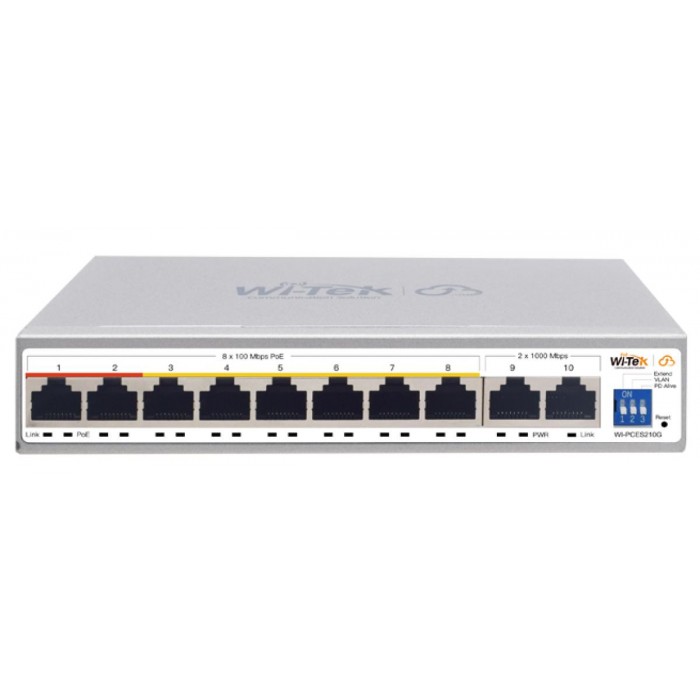 WI-TEK - WI-PCES210G Cloud Managed PoE Switch με 8 θύρες 100Mbps και 1000Mbps Uplink, με υποστήριξη 250m CCTV PoE. Τροφοδοσία 100W. WI-TEK - WI-PCES210G Cloud Managed PoE Switch με 8 θύρες 100Mbps και 1000Mbps Uplink, με υποστήριξη 250m CCTV PoE. Τροφοδοσία 100W.