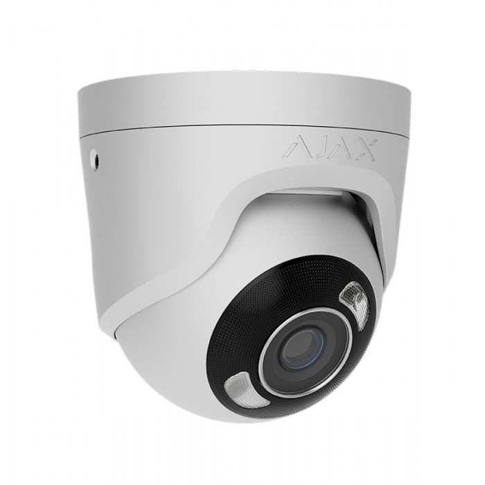 AJAX - TURRETCAM HL (8 MP/4mm) WHITE Ενσύρματη IP Turret κάμερα ανάλυσης 8MP (3840 x 2160px), με γωνία θέασης 75°–85°, ενσωματωμένο μικρόφωνο και υποστήριξη έγχρωμης νυχτερινής λήψης, σε λευκό χρώμα.