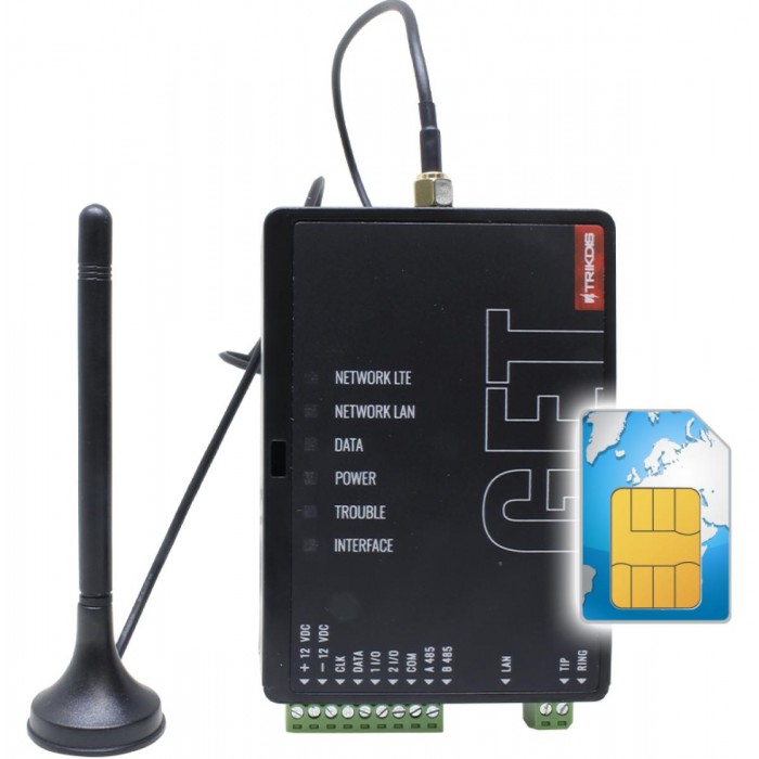 TRIKDIS - GET GLOBAL Trikdis GET, με Global SIM για ένα έτος. Universal μονάδα επικοινωνίας GSM/GPRS και Ethernet για αποστολή σημάτων συναγερμού στο κεντρικό σταθμό της GRANDE.