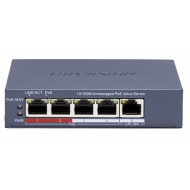 HIKVISION - DS-3E0105P-E/M(C) PoE Switch με 4 θύρες PoE και 1 θύρα Uplink.