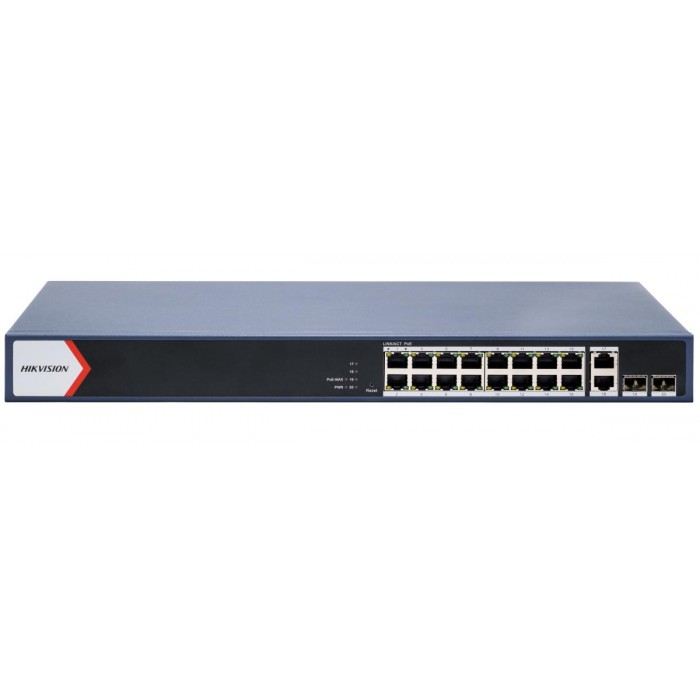 HIKVISION - DS-3E1520P-EI/M PoE Switch Smart Managed με 16 θύρες PoE Gigabit, 2 θύρες Gigabit RJ45 και 2 θύρες Gigabit οπτικής ίνας.