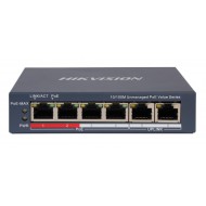 HIKVISION - DS-3E0106P-E/M(B) PoE Switch με 4 θύρες PoE και 2 θύρες Uplink.