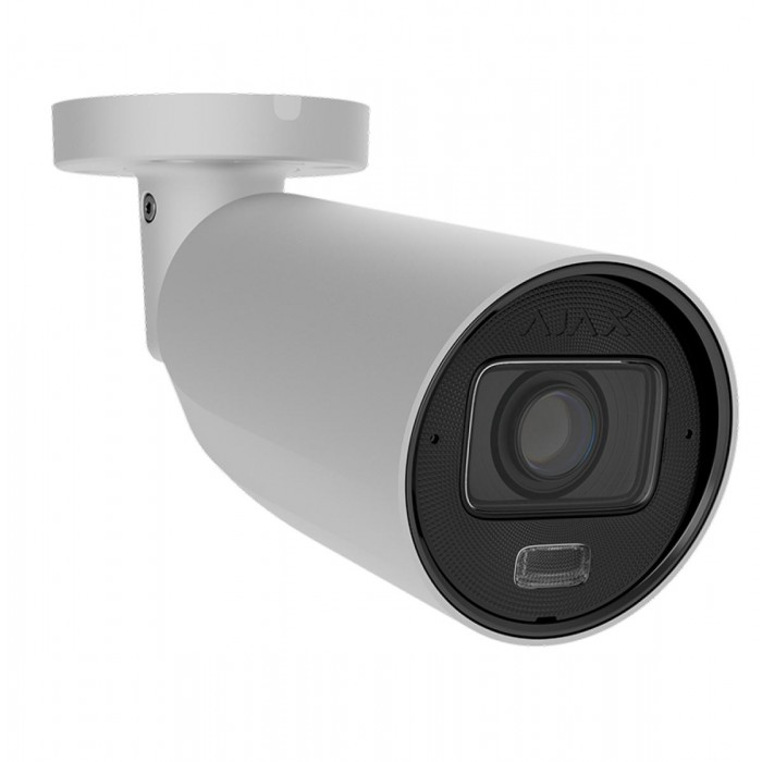 AJAX - BULLETCAM HLVF (8 MP) WHITE Ενσύρματη IP Bullet κάμερα ανάλυσης 8MP (3840 × 2160px), με motοrized φακό (2.8–12mm), AI αναγνώριση αντικειμένων, ενσωματωμένο μικρόφωνο και υποστήριξη έγχρωμης νυχτερινής λήψης, σε λευκό χρώμα.