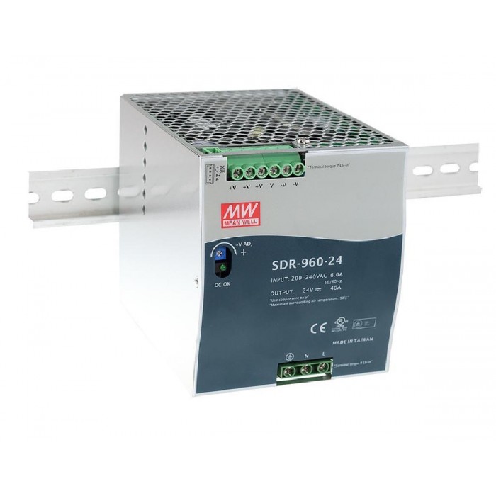 Τροφοδοτικό Ράγας 960W Με Έξοδο 24VDC 40A SDR960-24 MEAN WELL