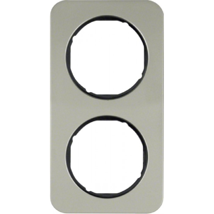 Πλαίσιο 2 Θέσεων Inox Με Μαύρο R.1 BERKER