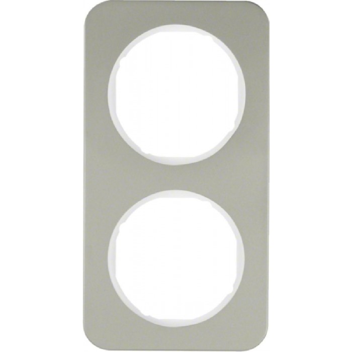 Πλαίσιο 2 Θέσεων Inox Με Λευκό R.1 BERKER