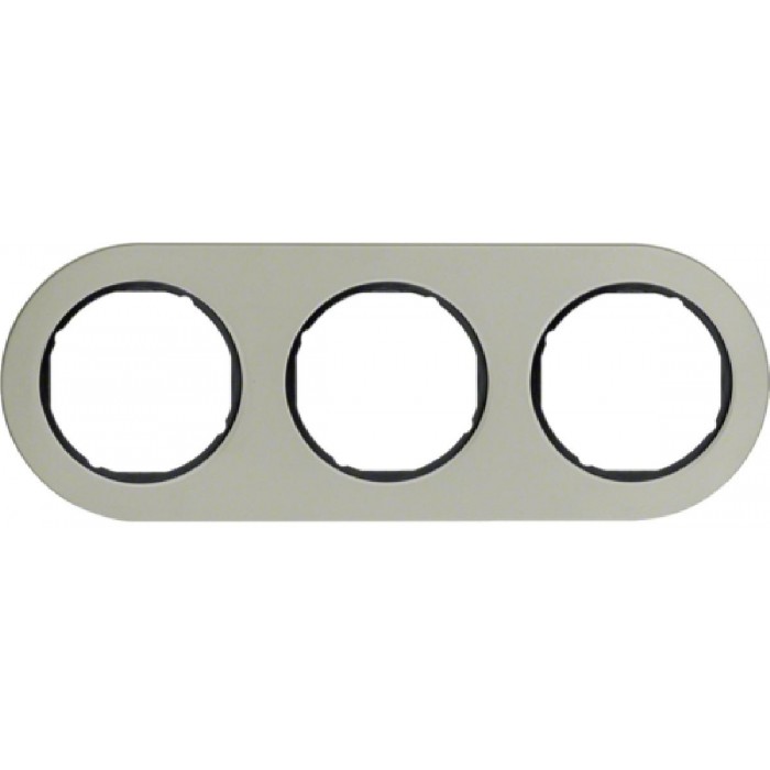 Πλαίσιο 3 Θέσεων Inox Με Μαύρο R.Classic BERKER