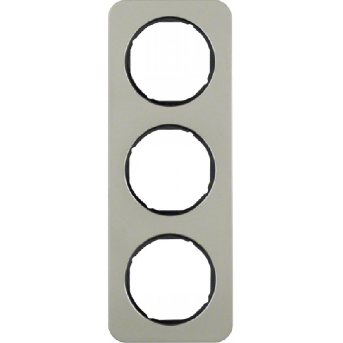 Πλαίσιο 3 Θέσεων Inox Με Μαύρο R.1 BERKER