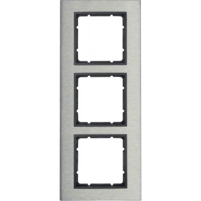 Πλαίσιο 3 Θέσεων Κάθετο Inox Με Ανθρακί B.7 BERKER