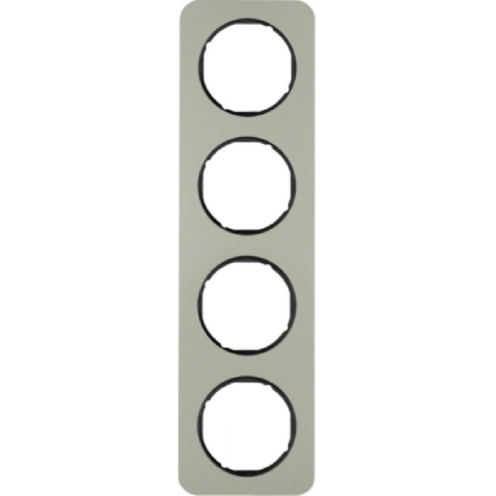 Πλαίσιο 4 Θέσεων Inox Με Μαύρο R.1 BERKER