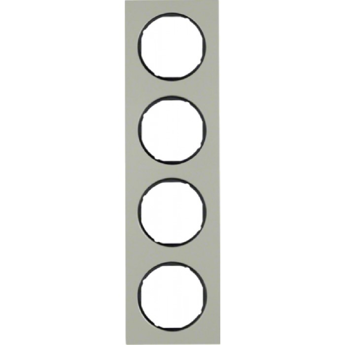 Πλαίσιο 4 Θέσεων Inox Με Μαύρο R.3 BERKER