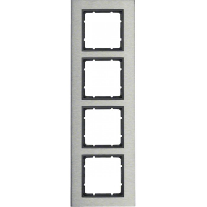 Πλαίσιο 4 Θέσεων Κάθετο Inox Με Ανθρακί B.7 BERKER