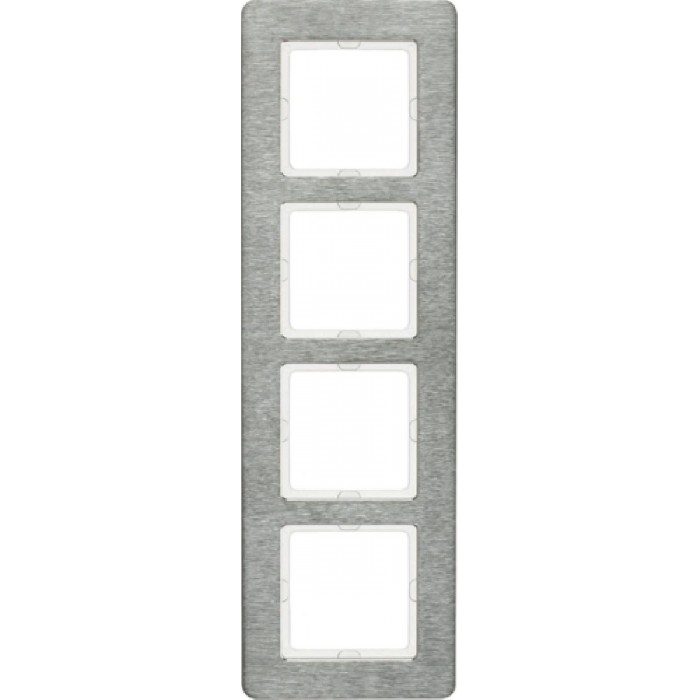 Πλαίσιο 4 Θέσεων Κάθετο Inox Brushed Q.7 BERKER