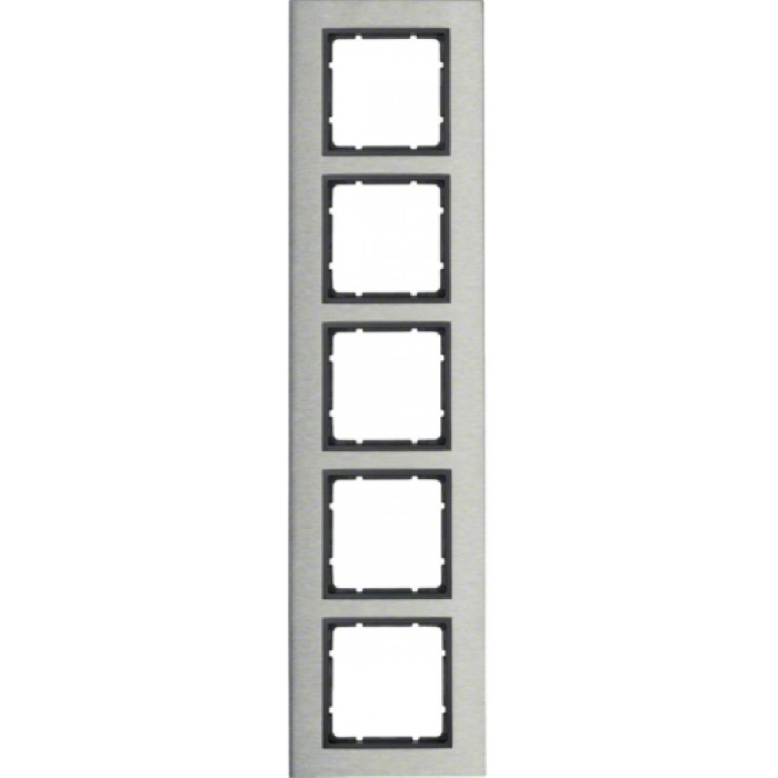 Πλαίσιο 5 Θέσεων Κάθετο Inox Με Ανθρακί B.7 BERKER