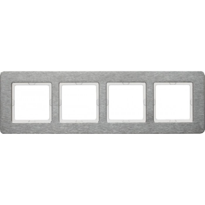 Πλαίσιο 4 Θέσεων Οριζόντιο Inox Brushed Q.7 BERKER