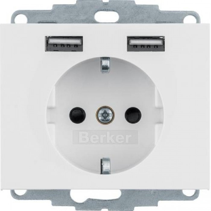 Πρίζα Σούκο Με Θύρες USB Λευκό K.1 BERKER