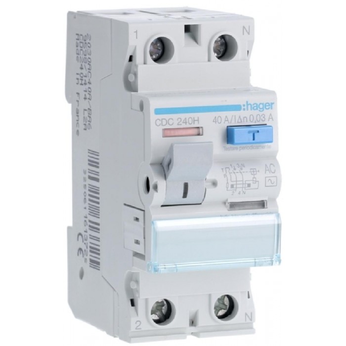 Ρελέ Διαρροής AC 2P 40A 30mA CDC240H HAGER