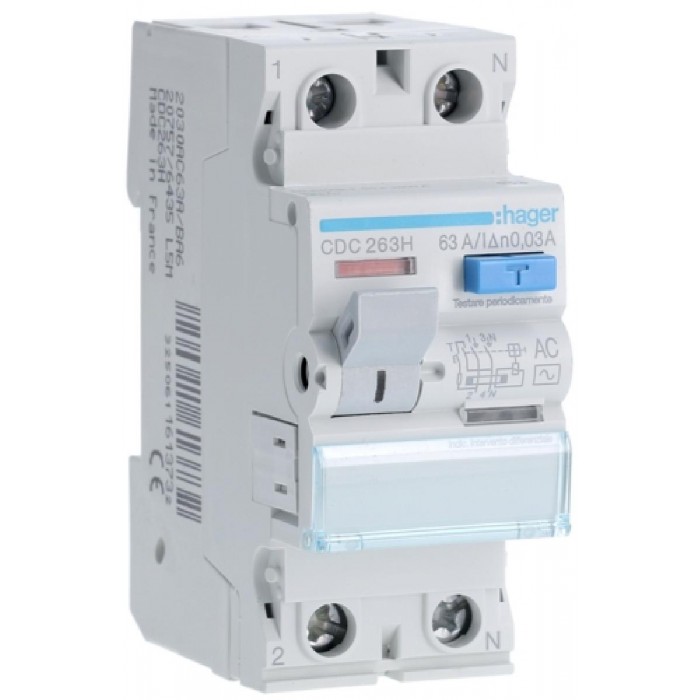Ρελέ Διαρροής AC 2P 63A 30mA CDC263H HAGER