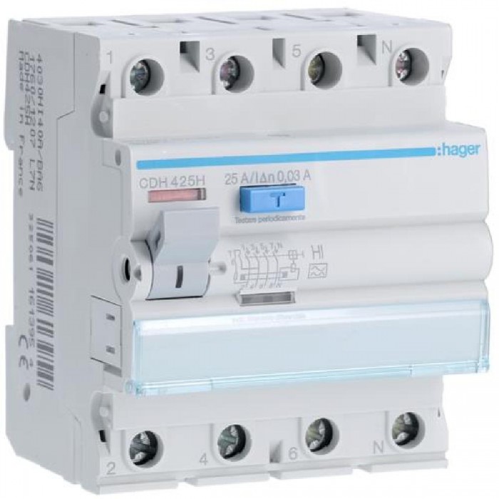 Ρελέ Διαρροης A-HI 4P 25A 30mA CDH425H HAGER