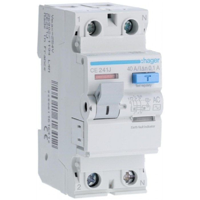 Ρελέ Διαρροής AC 2P 40A 100mA CE241J HAGER