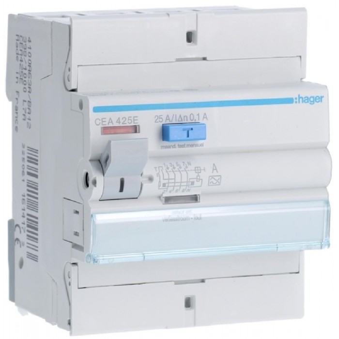Ρελέ Διαρροής A 4P 25Α 100mA CEA425E HAGER