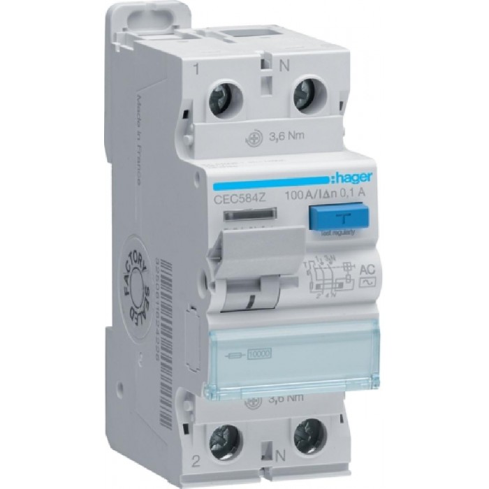 Ρελέ Διαρροής AC 2P 100A 100mA CEC584Z HAGER