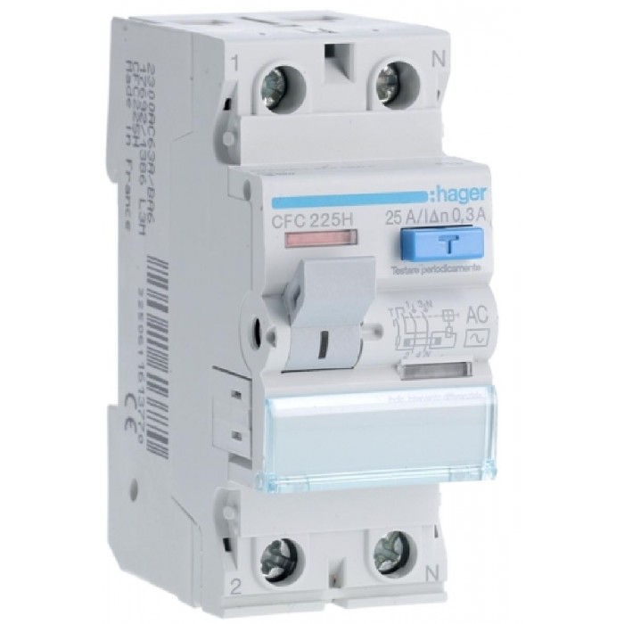 Ρελέ Διαρροής AC 2P 25A 300mA CFC225H HAGER